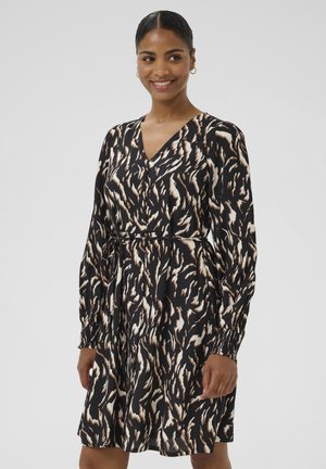 MILLE - Robe chemise - black brown graphic animal