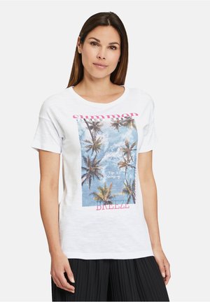 MIT RUNDHALSAUSSCHNITT - Printtipaita - weiß blau