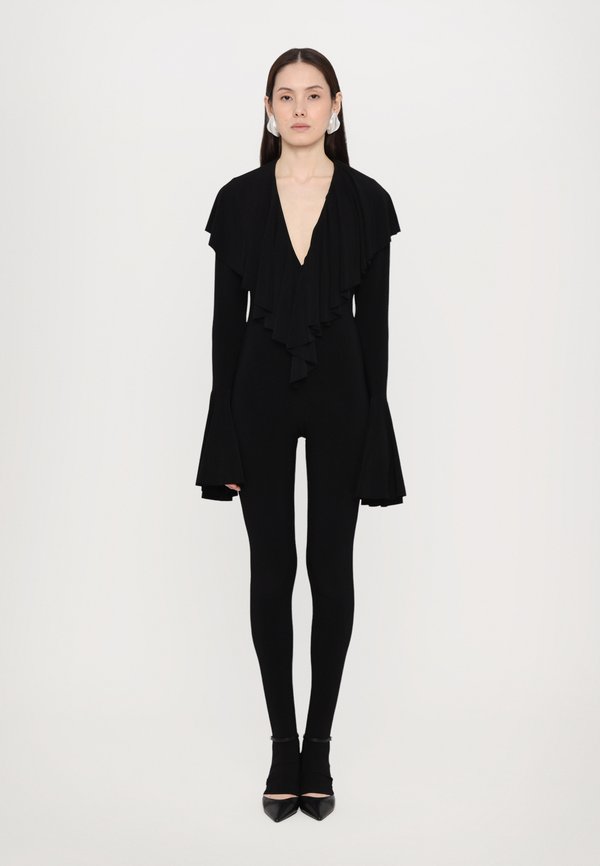 LONG SLEEVE DEEP RUFFLE CATSUIT FOOTIE - Jumpsuit