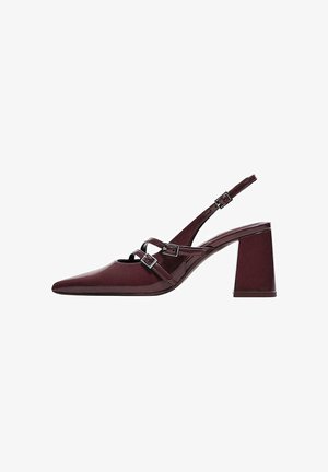 BLOCK WITH BUCKLES SLINGBACK - Magas sarkú cipők - dark red