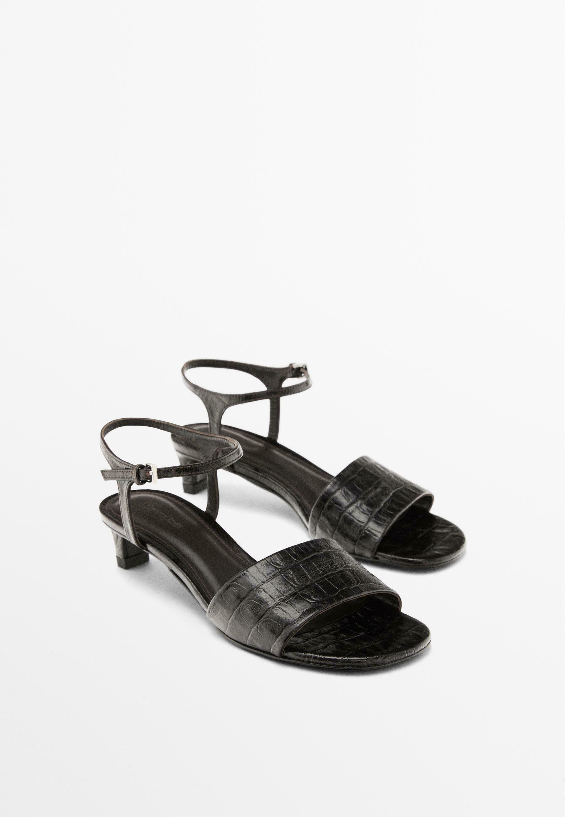 ★Massimo Dutti★ Mock Croc Embossed Heel Sandals Mock croc embossed heeled sandals · Brown · Shoes | Massimo