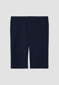 Navy blauwe geribde shorts met een zachte textuur, voorzien van een elastische tailleband en een eenvoudig ontwerp, geschikt voor casual kleding.