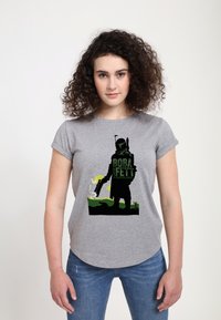 Henry Tiger BOOK OF BOBA FETT BOUNY HUNTER FOR HIRE - Triko s potiskem - melange grey