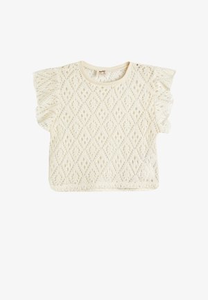 AJORE CROP RUFFLE DETAIL  - Blusa - beige