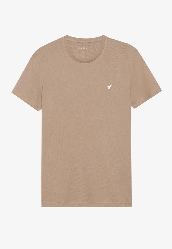 BASIC SLIM EMBROIDERY T SHIRT - Basic T-shirt - taupe3