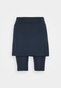 Marinblå atletisk skort med ett integrerat par figursydda shorts under. Mjukt, stretchigt tyg med sömlös midjeresår och utan synliga mönster.