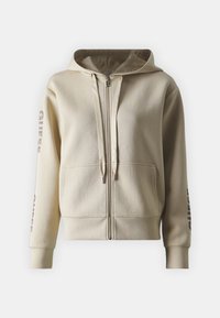Guess HOOD STUDS LOGO - Užtrauktuku užsegamas treningas - foamy taupe