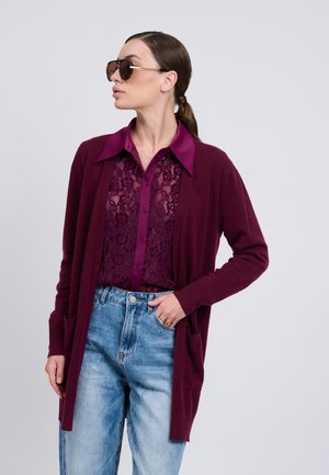 INFLUENCER, INFLUENCER CARDIGAN MIDI-LENGTH CARDIGAN - Chaqueta de punto - plum