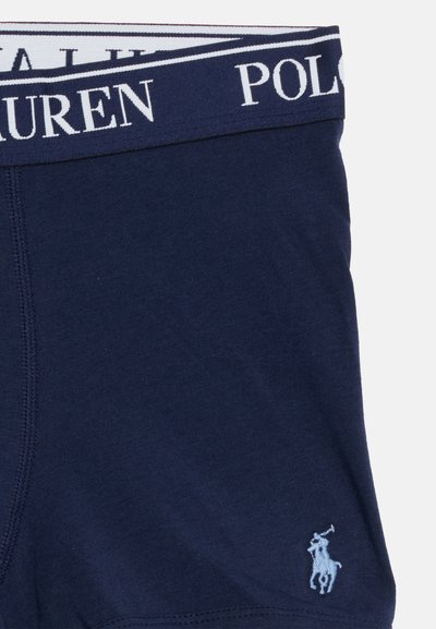 Μπλε ναυτικό boxer με λευκή μέση που απεικονίζει το κείμενο "POLO RALPH LAUREN" και ανοιχτό μπλε λογότυπο παίκτη πόλο στο πόδι.