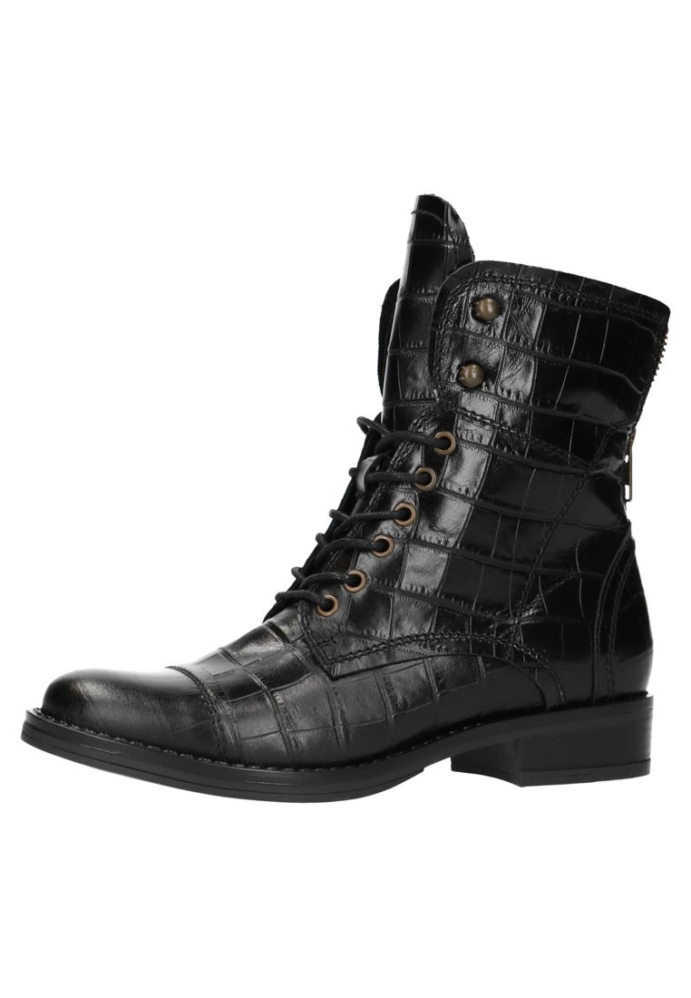 Damen Ankle Boots | Manfield Schnürstiefelette black/schwarz - KH50056 Damen Ankle Boots | Manfield Schnürstiefelette black/schwarz - KH50056