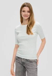 QS MIT STRUKTUR - T-Shirt print - helles türkis