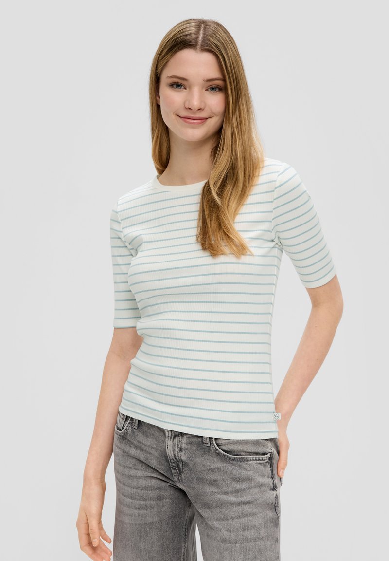 QS MIT STRUKTUR - T-Shirt print - helles türkis