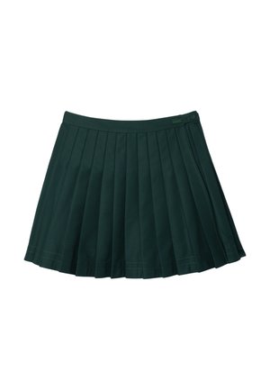 Gonna plissettata verde realizzata in tessuto con una superficie liscia. Presenta una vita elasticizzata e dettagli di cucitura discreti. Design casual e versatile.