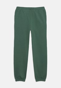 Grüne Sweatpants aus weichem Stoff, mit einem elastischen Taillenbund und gerippten Säumen, in gerader Passform und minimaler Detailgestaltung.
