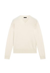 V-NECK WITH LONG SLEEVES - Strickpullover - beige
