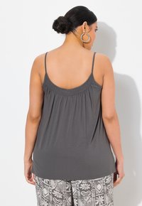 Ulla Popken SMOCKED NECK SPAGHETTI STRAP - Top - graphite grey