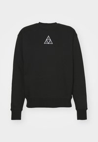 Black sweatshirt in cotton blend with long sleeves, ribbed cuffs, and a round neckline. Features a white triangle logo on the back.