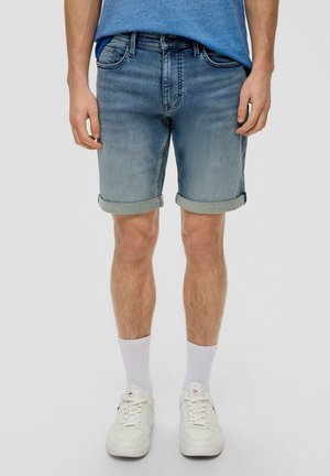 MIT FIXIERTEM UMSCHLAG - Jeansshort - blau