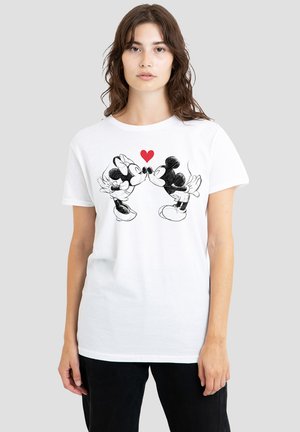MICKEY MOUSE AND MINNIE SKETCH KISS VALENTINE'S DAY - Print T-shirt - white