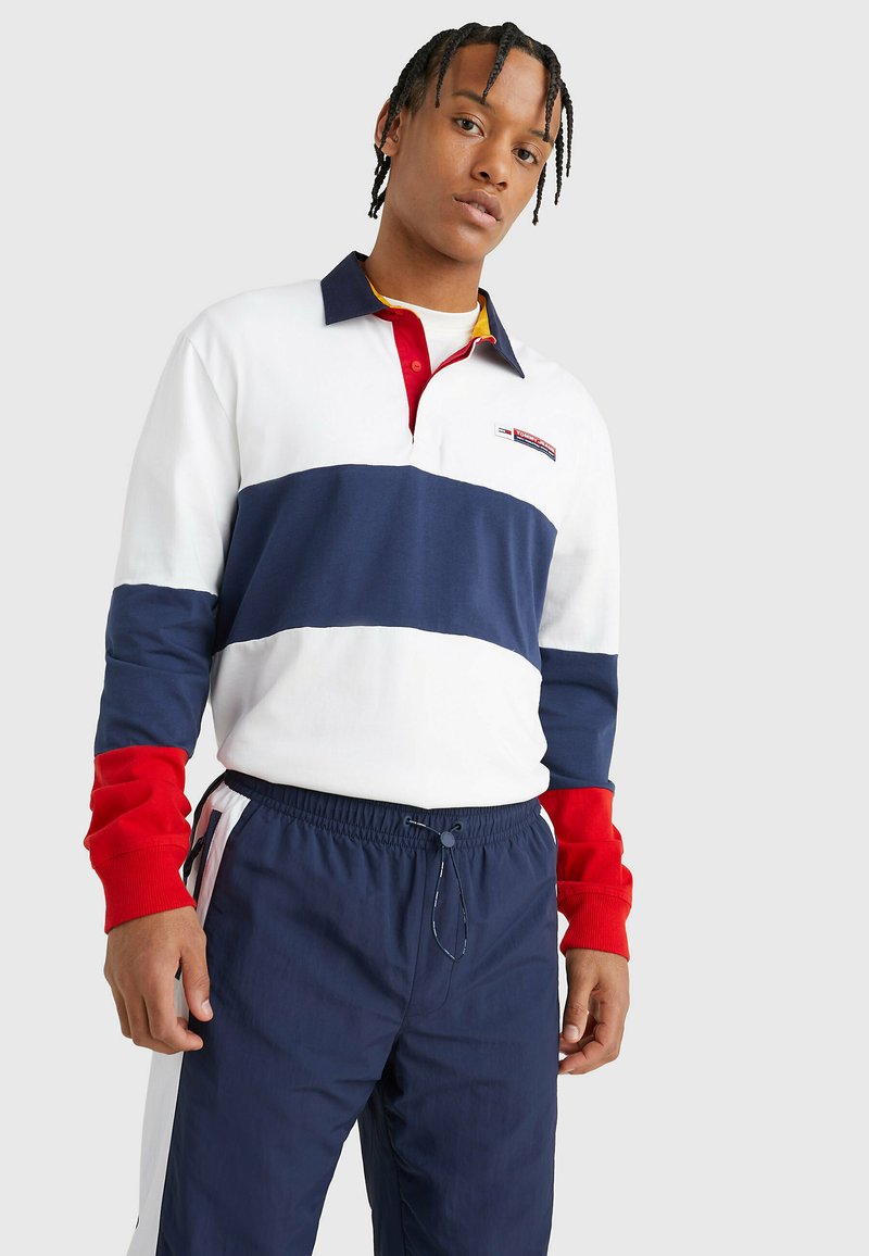 Tommy Jeans RUGBY RELAXED FIT LONG SLEEVE Poloshirt white multi