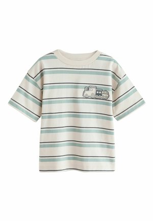 Next, REGULAR FIT - SHORT SLEEVE STRIPE T-SHIRT - T-shirt imprimé - blue ecru train
