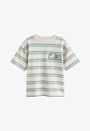 Next, REGULAR FIT - SHORT SLEEVE STRIPE T-SHIRT - T-Shirt print - blue ecru train