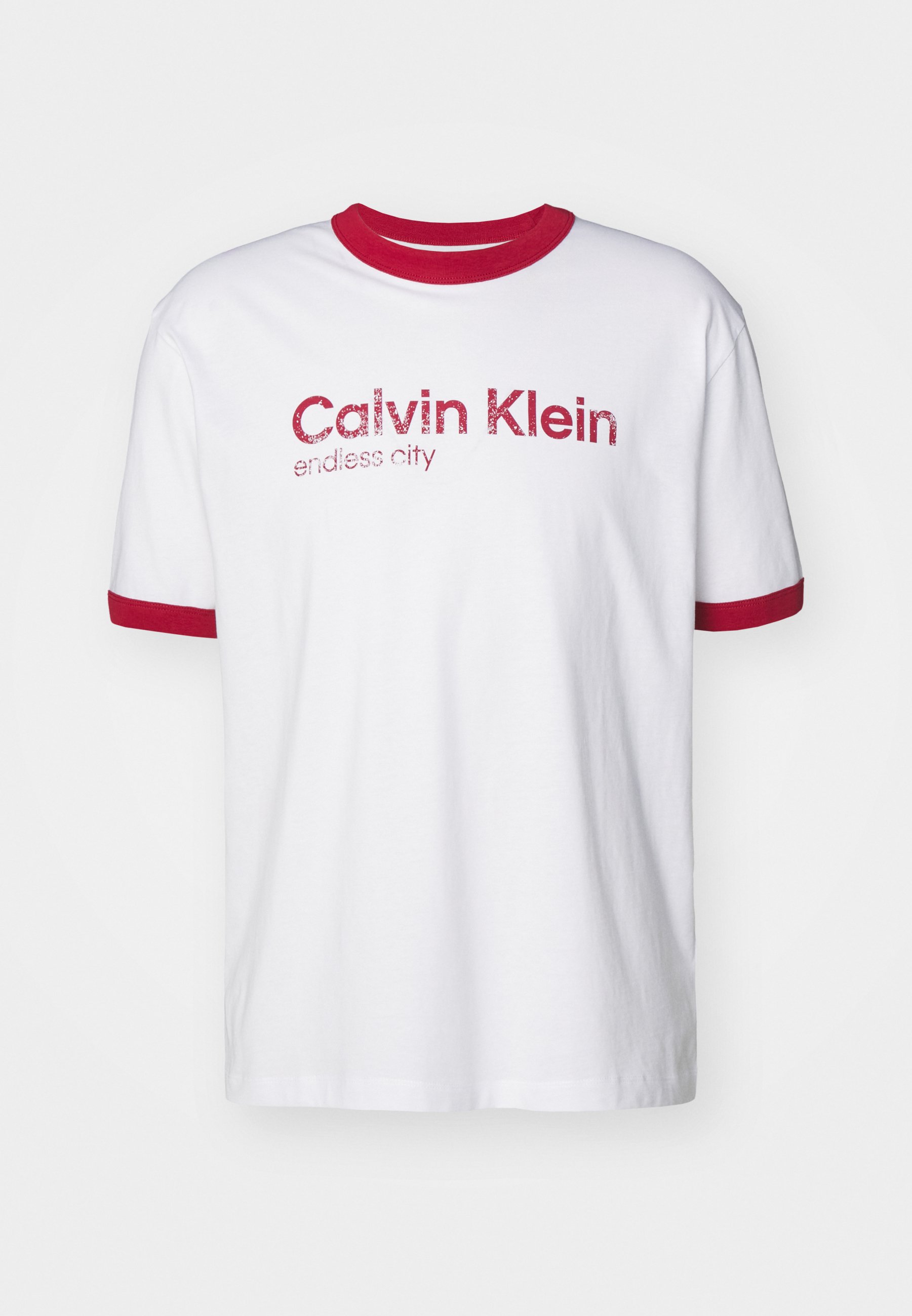 売れ筋商品|||カルバンクライン Tシャツ レディース トップス EXCLUSIVE ENDLESS CITY GRAPHIC BABY TEE - Print T-shirt - bright white Calvin Klein Jeans EXCLUSIVE ENDLESS CITY GRAPHIC TEE UNISEX