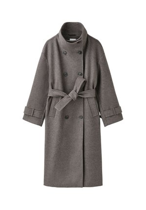 Stradivarius, LONG HIGH NECK SOFT-TOUCH COAT - Trench - dark brown