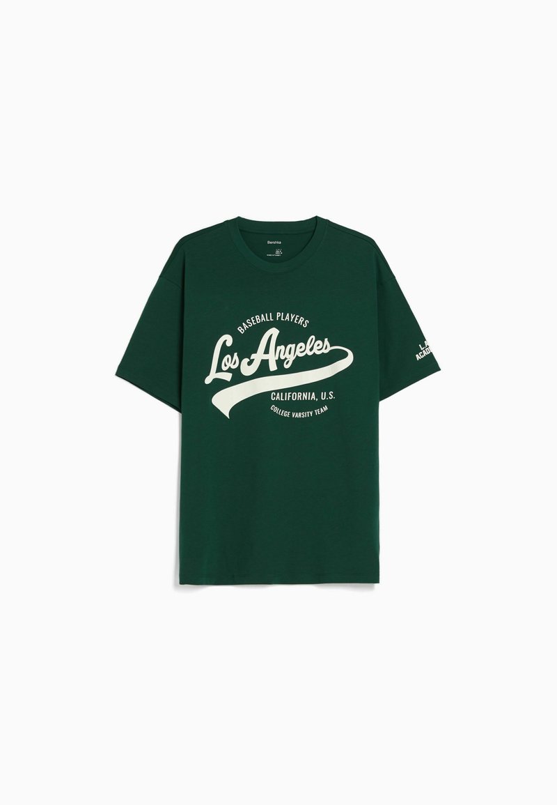 Bershka T-shirt print donkergroen Bershka T-shirt print donkergroen