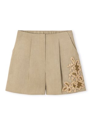 Ipekyol, IPEKYOL SHORT APPLIQUÉD PLEATED SHORTS - Shorts - l khaki