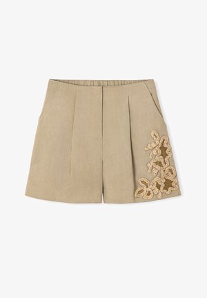Ipekyol, IPEKYOL SHORT APPLIQUÉD PLEATED SHORTS - Shorts - l khaki