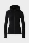 FUR LINED HOODED HIGH NECK FULL ZIP SPORTS JACKET WITH ZIP POCKETS - Sweatjacke - black