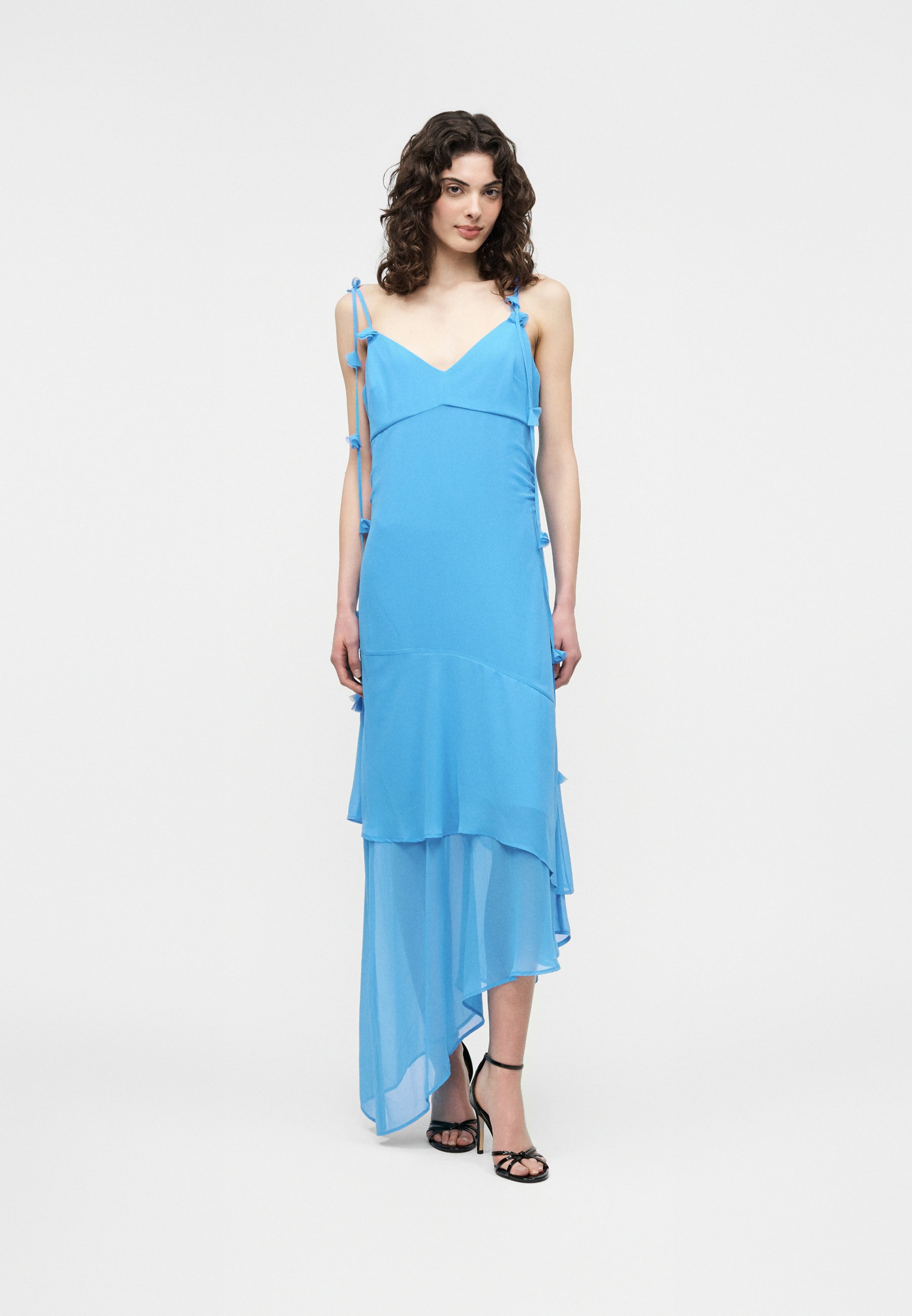 alc moira dress blue Moira Satin Pleated Maxi Dress