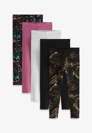 5 PACK - Leggings - Trousers - black berry pink splat marble