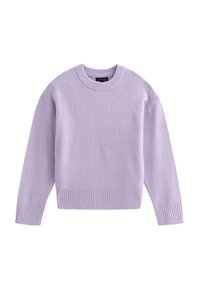 Lila crewneck sweater met lange mouwen en geribde manchetten en zoom, gemaakt van zachte gebreide stof.