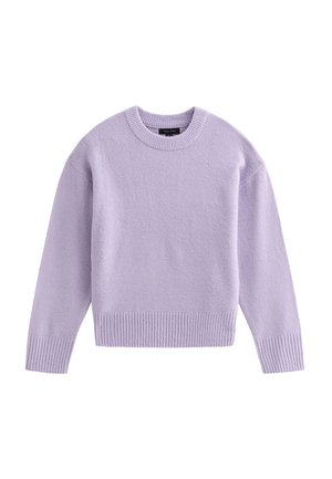 Lila crewneck sweater met lange mouwen en geribde manchetten en zoom, gemaakt van zachte gebreide stof.