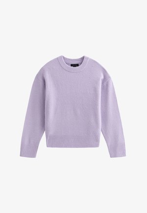 Lila crewneck sweater met lange mouwen en geribde manchetten en zoom, gemaakt van zachte gebreide stof.