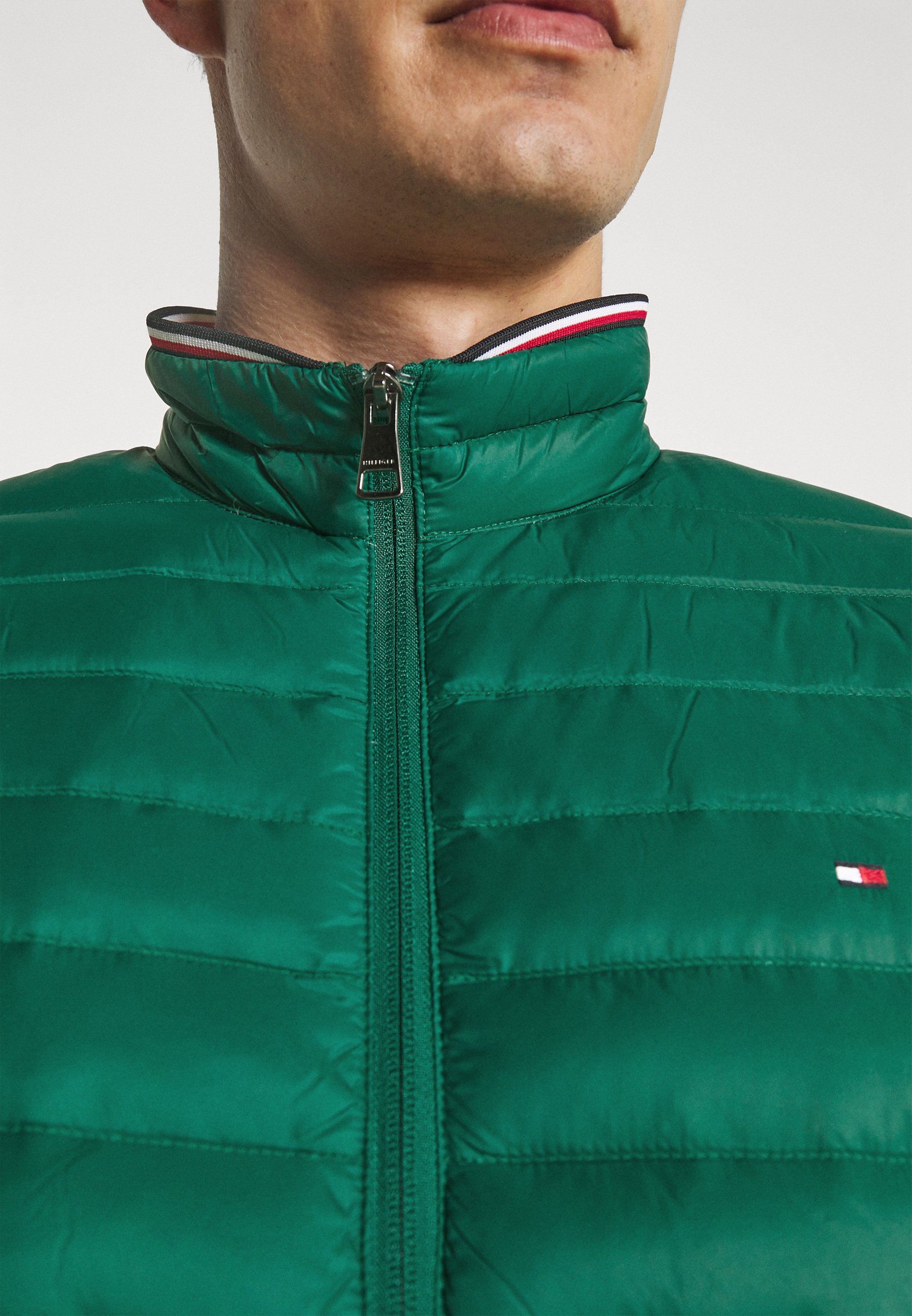 green packable down jacket