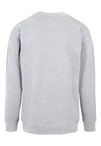 Sudadera gris, hecha de una suave mezcla de algodón, con cuello redondo, mangas largas y puños y dobladillo acanalados. Textura suave, sin gráficos.