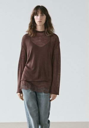 WITH LACE DETAIL 06268522 - Longsleeve - dark brown