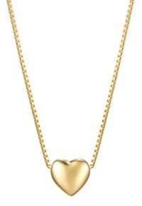 Goldkette mit einem polierten Herzanhänger, glatter Oberfläche und einem quadratischen Gliederketten-Design. Schlicht und elegant gefertigt.