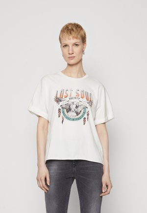 ONLY Tall ONLLUCY LIFE WILD FOLD UP - T-shirts med print - white