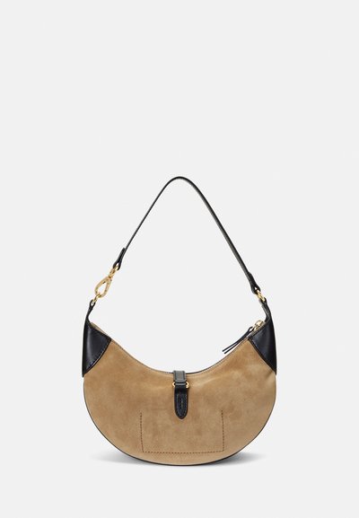 Polo Ralph Lauren POLO ID SUEDE MINI SHOULDER BAG - Geantă de mână - light tan/black