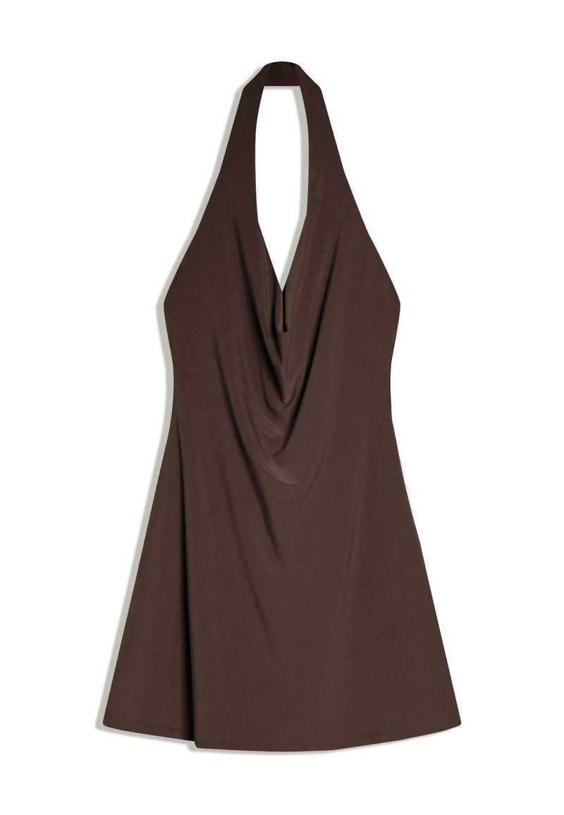 halter pleated dress HALTER PLEATED LAME' METALLIC A-LINE GOWN CDC153 main image 0