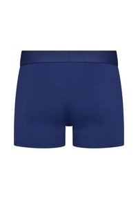 Navy blue men's boxer shorts featuring a soft, elastic waistband and smooth texture, designed for comfort and ease of movement.