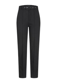 ELEGANTE MIT TEILUNÄHTEN INKLUSIVE GÜRTEL - Trousers - black
