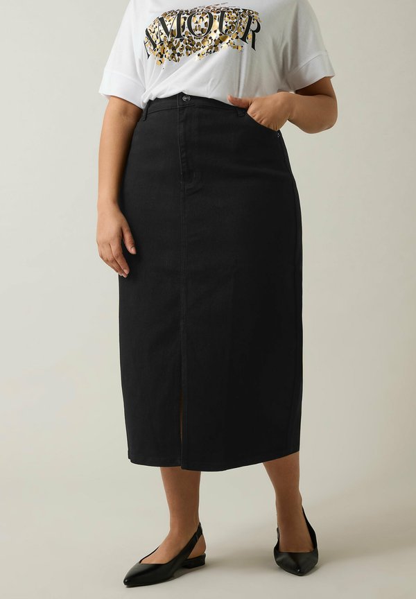 SPLIT HEM MIDI - Jeansrock