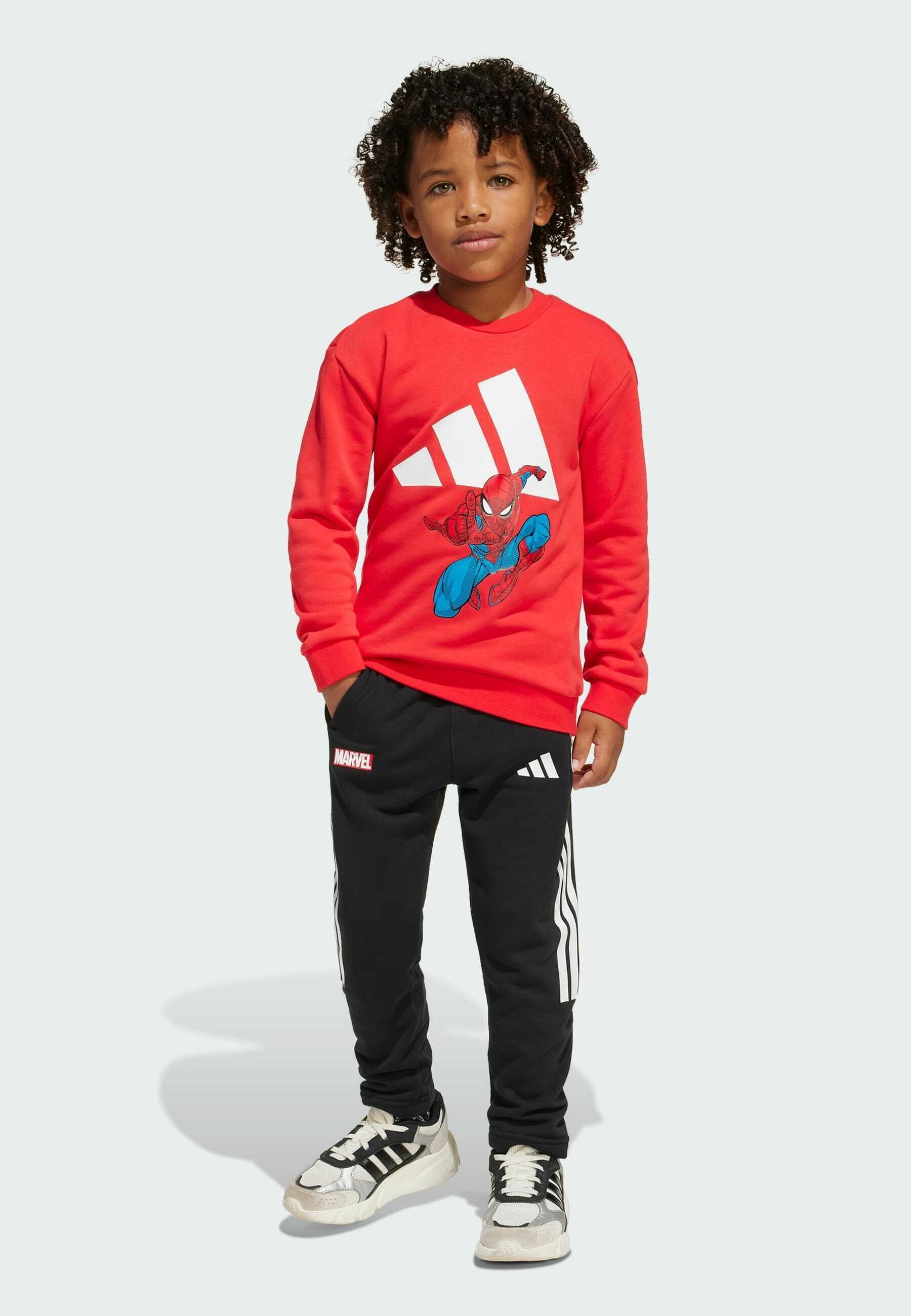 tute sportive tuta adidas bambino anni adidas Sportswear MARVEL SPIDER-MAN KIDS Tuta pure ruby white/rosso 