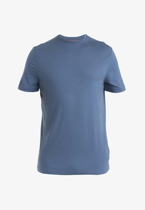 T-shirt a maniche corte realizzato in morbido cotone misto, con collo rotondo, colore azzurro chiaro e una superficie liscia e leggermente texturizzata.