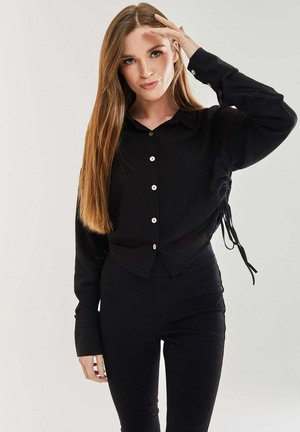 TIE SIDE - Button-down blouse - black